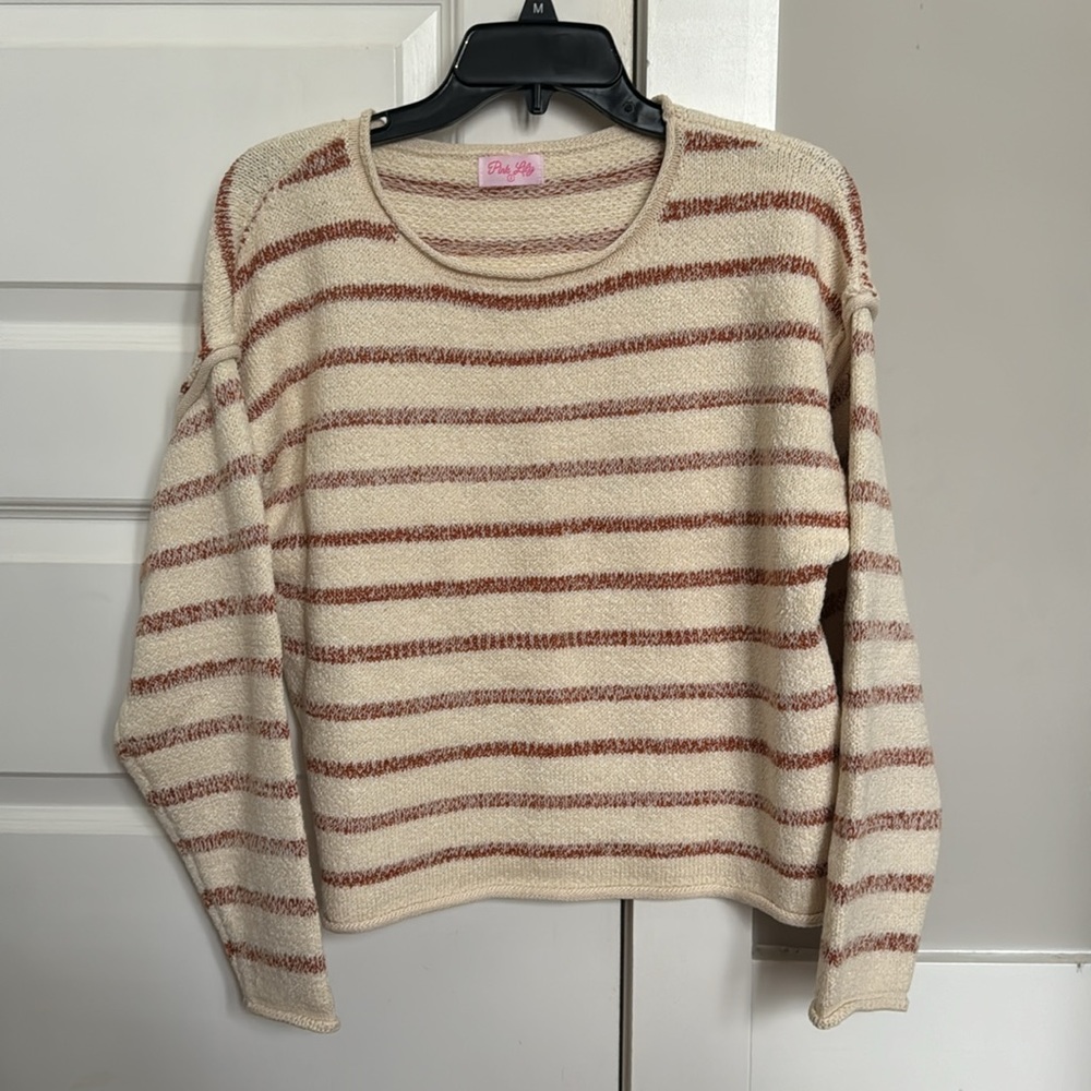 Pink Lily Striped Sweater